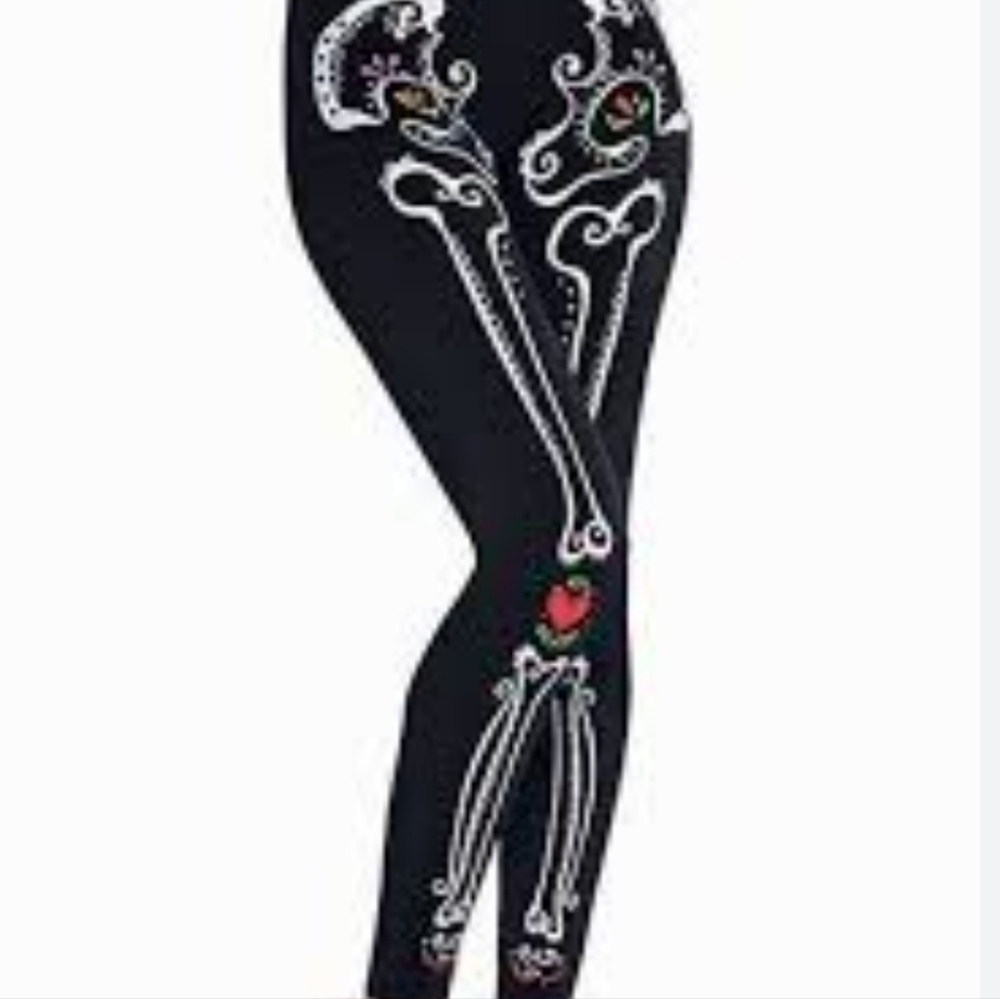 Day of the dead leggings. New. 1 pair. One size. (Up to size 8) hallowee… - Picture 1 of 3